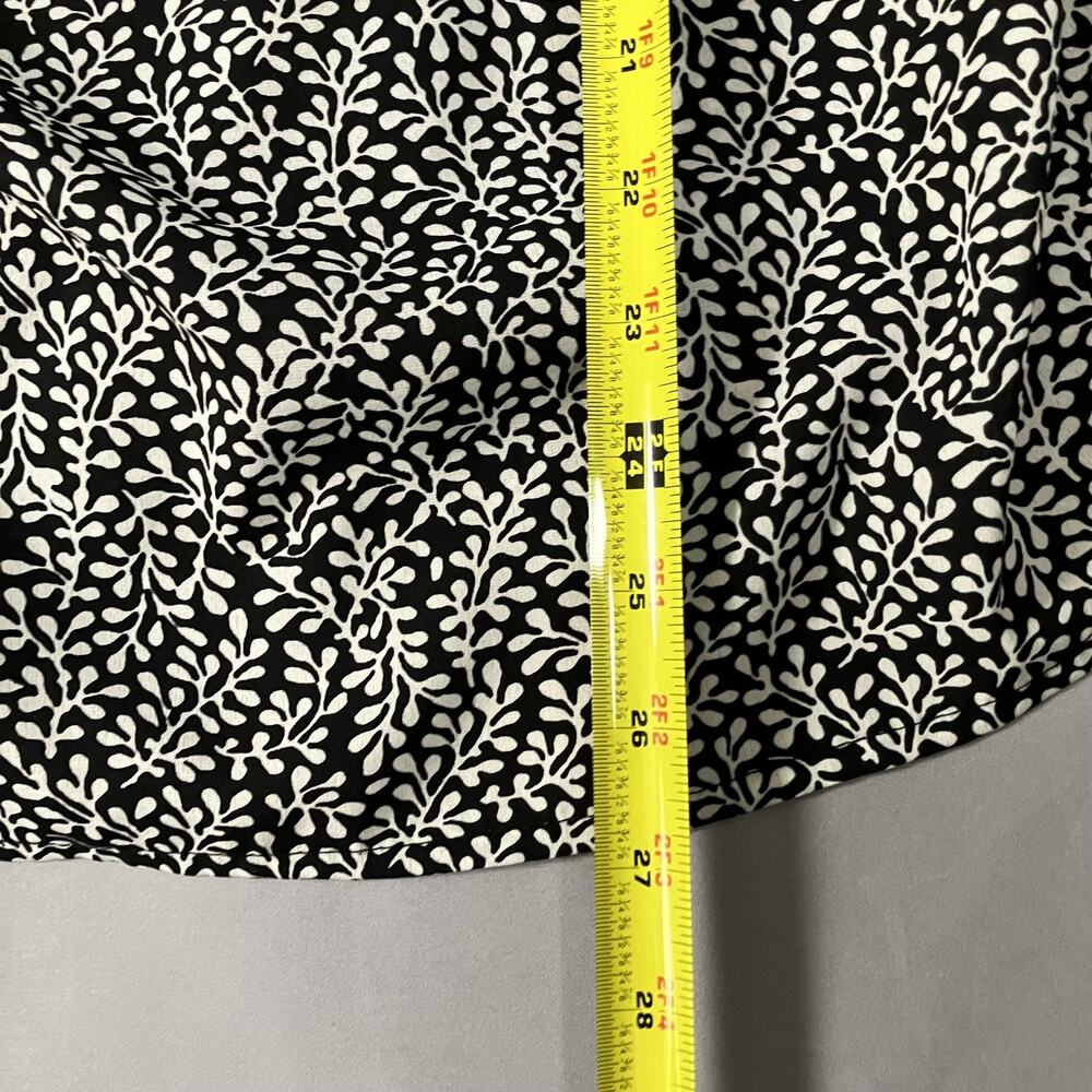 Black White Floral Blouse Womens XL Smocked Neck 3/4 Sleeve Pullover Top Casual - Picture 9 of 16